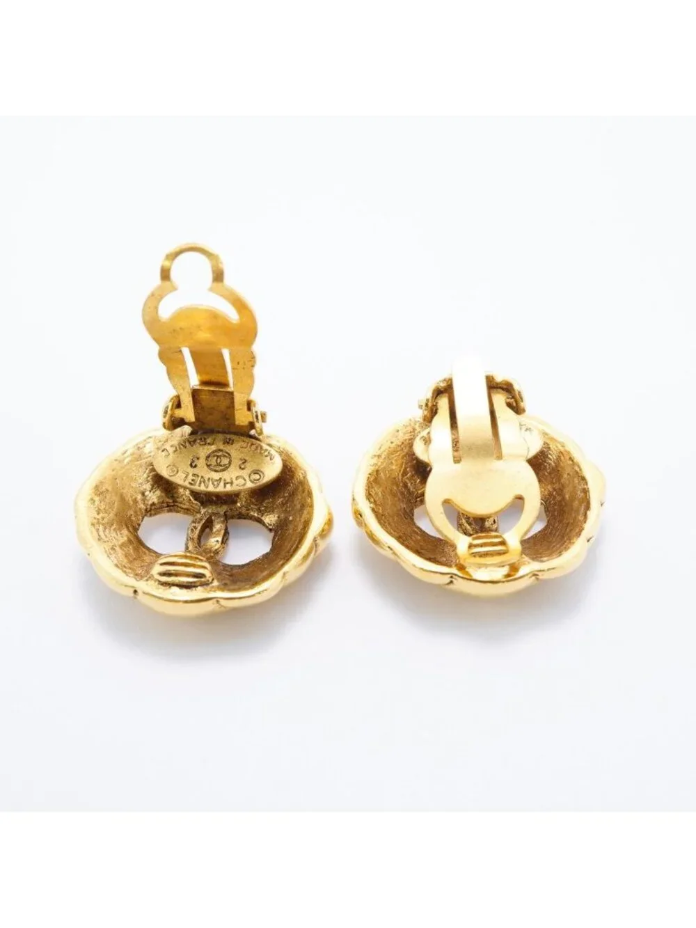 Chanel Earrings Vintage CC Logo Round